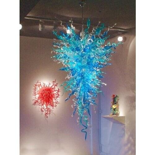 Hot Selling Blue Hotel Ceiling Art Decor Chihuly Style Chandeliers Lighting On Hot Sale