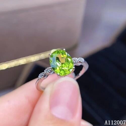 KJJEAXCMY fine jewelry 925 sterling silver inlaid natural Peridot ring delicate new female gemstone ring noble support test