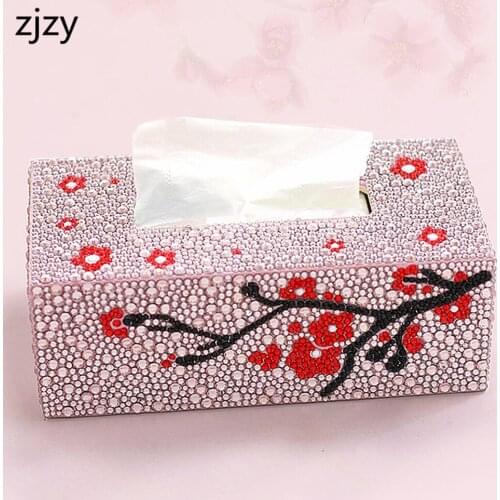 Fashion New Diamond Painting Handmade Diy Wooden Tissue Box Home Office Car Crystal Diamond Embroidered Cross Stitch