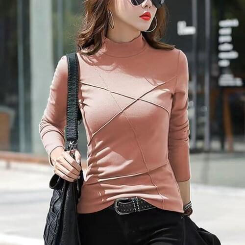 2021 New Winter Velvet T Shirt Woman Long Sleeve Shirt Loose Korean Style Oversized Woman T-shirt Plus Size Women Shirts