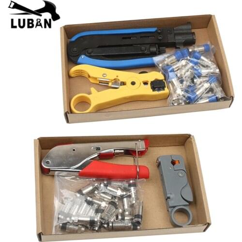 New Multitool Wire Stripping Squeezing Pliers Coaxial Cable Cold Press Clamp RG59 RG6 Crimper Striper Wire Stripping Pliers Kit