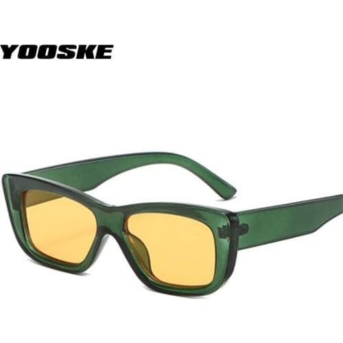 YOOSKE Small Square Sunglasses Men Brand Deisgner Sun Glasses For Women Sexy Yellow Green Eyewear Vintage Shades UV400 Femlae