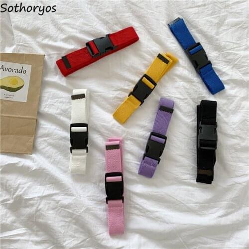 Belts Women Canvas Simple Candy Color High Quality Leisure Adjustable Belt Harajuku Womens Streetwear Girls Trendy Students Chic