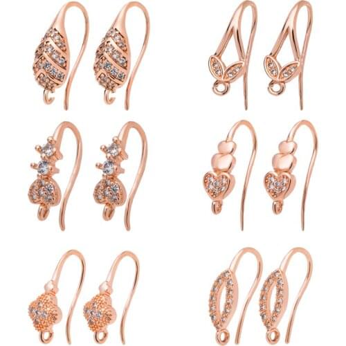 Peixin 24K Gold Color Plated Brass Zircon Earrings Hook Accessories High Quality Earrings Findings DIY Jewelry Making Supplies