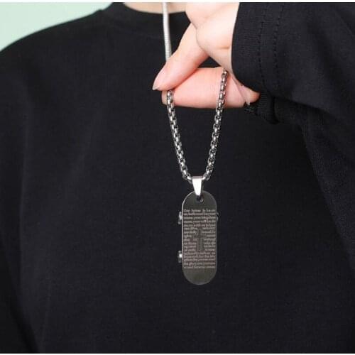 Skateboards Pendant Necklace Men Hiphop Street Culture Titanium Stainless Steel Fashion Trendy Chain Necklace Man Jewelry Gift