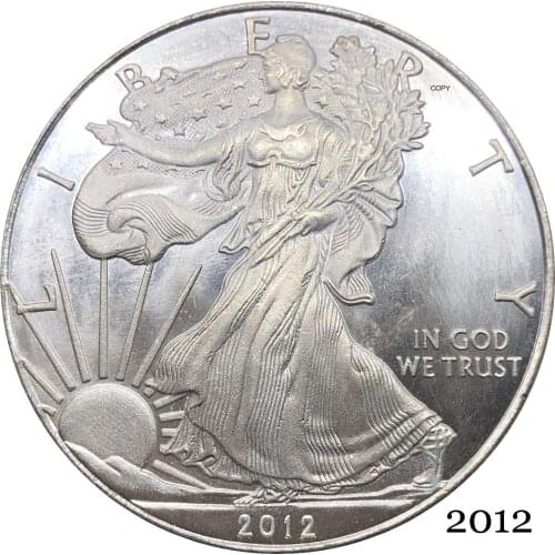 United States America 2012 W S In God We Trust 1 OZ Fine Silver Bullion Eagles One Dollar Silver Plated Copy Commemorative Coin