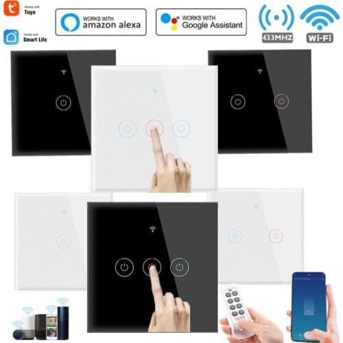 1/2/3/4 gang TUYA WiFi 433MHZ Smart Touch Switch Home Wall Button for Alexa and Google Home Assistant EU Standard