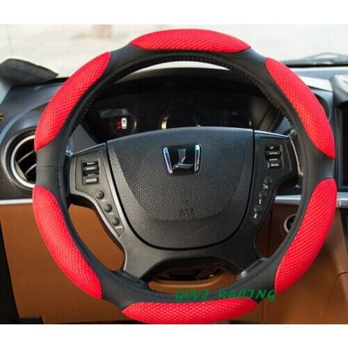 Universal pu car Steering wheel cover leather DIY red 38cm(15'') anti-catch protector 8619a018 cubierta del volante car covers