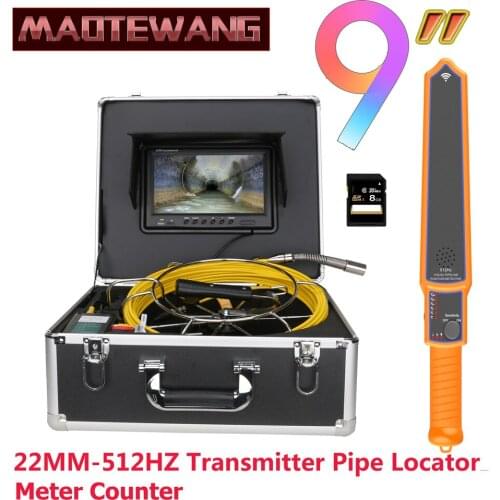 9" DVR Sewer Pipe Inspection Video Camera with Meter Counter 512HZ Pipe Locator 22MM IP68 1000TVL Sewer Inspection Snake Camera