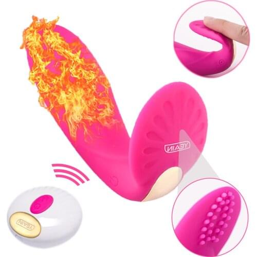 YEAIN Intelligent Heating 10 Speeds Wireless Remote Butterfly Strapon Dildo Vibrator Panties Clit Vibrators Sex Toys for Women