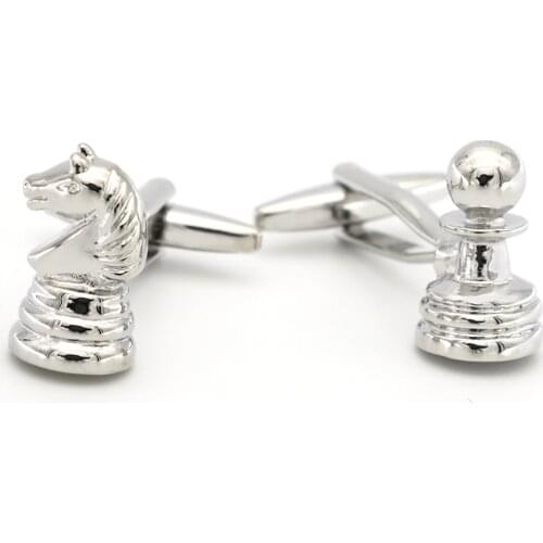 Mens Chess Cuff Links Copper Material Silver Color