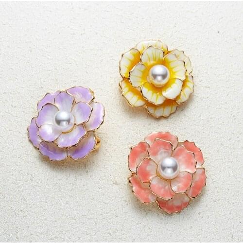 3 Colors Available Enamel Peony Brooches for Women Mens Simulated Pearl Elegant Flower Party Banquet Weddings Pin Brooch Gifts