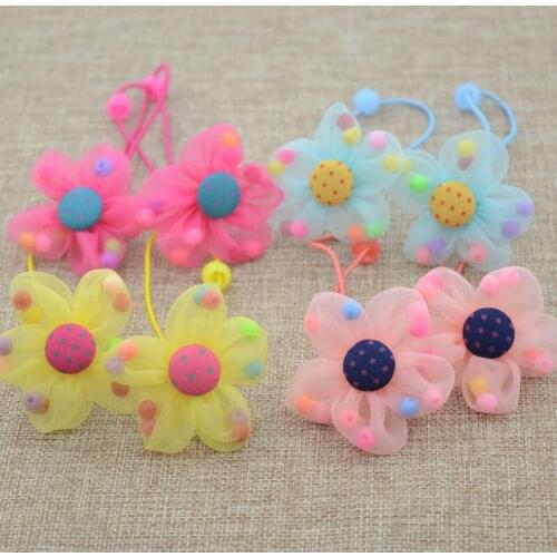 2PCS/Lot Flower Kids Elastic Hair bands Girls Hair Rope Tie Children Rubber Hair Band Hair accessories
