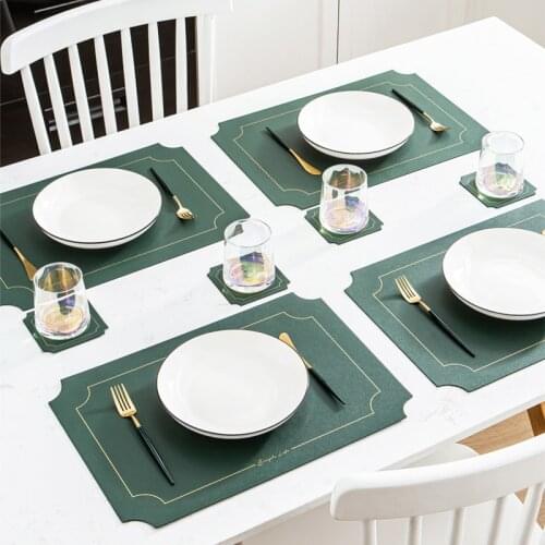 2pcs/lot Leather Placemats Washable Table Pad Mat Tablemats Stain-Resistant Dining Disc Cup Bowl Pad Coaster Non-slip Decoration