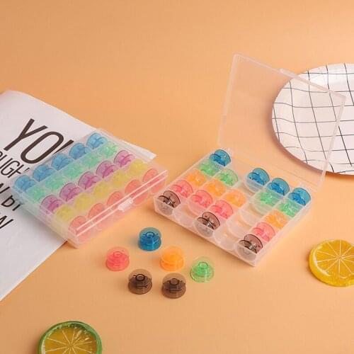 25Pcs/Set Bobbins Box Set Sewing Machine Spools Colorful Plastic Metal And Case Storage Box Sewing Machine Tools Accessories