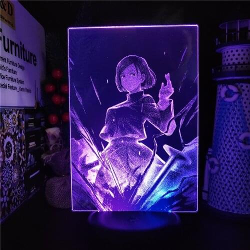 Jujutsu Kaisen Kugisaki Nobara 3D LED Anime Lamp Nightlights Colors Changing Visual Lampara For Gift