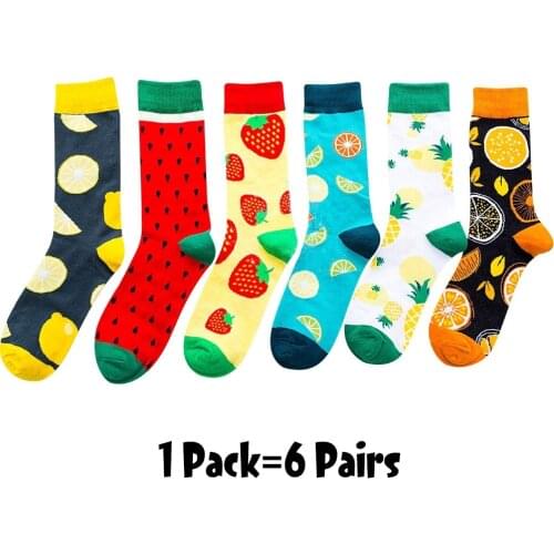 6/5 pairs/pack Korean Fresh Fruits Socks Lemon Pineapple Orange Watermelon Strawberry Fish Jellyfish swim ring Ship anchor socks
