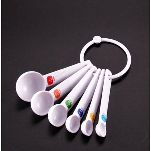 6Pcs/Set New Arrival White Measuring Spoon Tea Scoop Teaspoon Baking Cooking Kitchen Tool Measuring Teaspoon