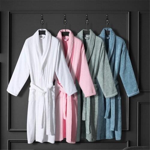 Absorbent morning robe cotton couple bathrobes autumn winter hotel robe towel material nightwear ladies pajamas bathing spa robe