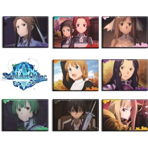 Anime Sword Art Online GGO Alicization SAO Kirito Asuna Leafa Eugeo Cosplay Fridge Magnet Cartoon Magnetic Patch Home Decor Gift