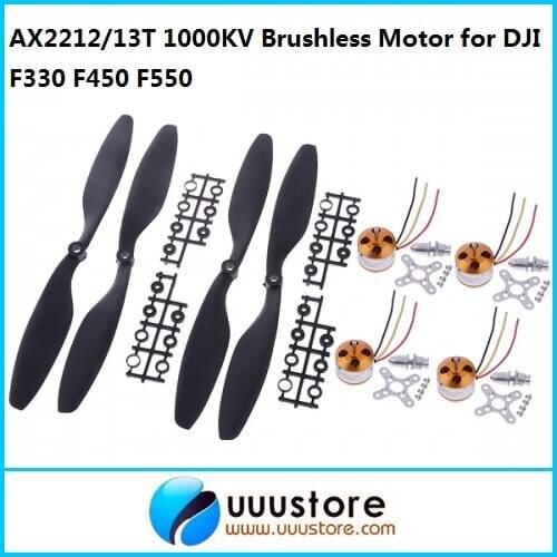AX2212/13T 1000KV Brushless Motor for DJI F330 F450 F550 MWC Multicopter 4pcs w/2 pairs 10*4.5 blades