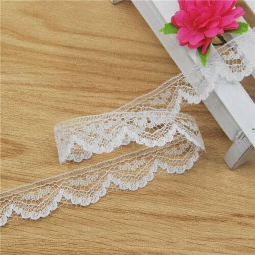 White Polyester Lace 15mm Trim Fabric Sewing Accessories Cloth Wedding Dress Decoration Ribbon Craft Supplies 700yards L701
