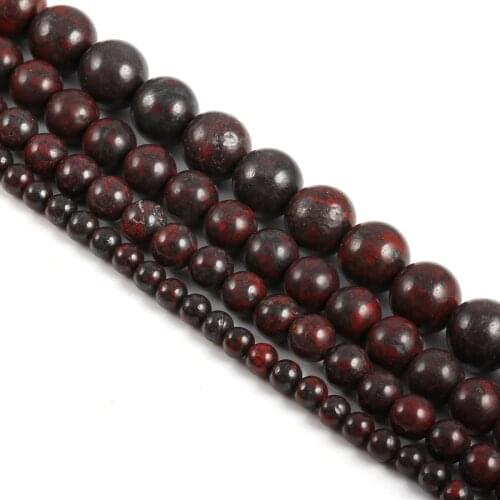 Natural Stone Beads Round Palm red cedar Retro Loose Spacer Exquisite Beaded Jewelry Making DIY Bracelet Necklace Accessories