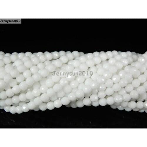 Natural White Alabaster Gems Stones 3mm Faceted Round Spacer Seed Beads 15.5'' Strand for Jewelry Making Crafts 5 Strands/Pack