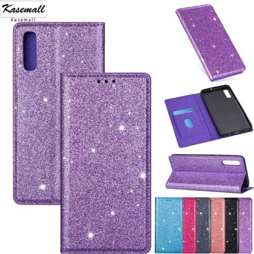 Wallet Case For Samsung A52 5G A10 A30 A40 A50 A70 A21S A51 A71 PU Leather Glitter Flip Card Stand Cover A6 Plus A7 A8 2018 Capa