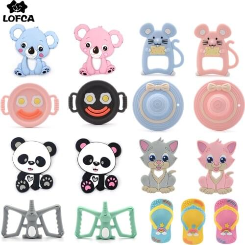 Silicone Pendant Necklace 1pc Baby Teething Toy Fashion Jewelry Raccoon Charm Teether Food Grade Chew Beads BPA Free