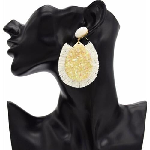 Ethnic Cotton Thread Drop Earrings for Women Bohemian Sequins Fringed Tassel Earring pendientes Wedding Party Jewelry Gift