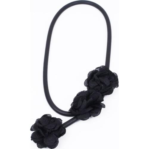 Ethnic Flowers Statement Necklace Women Black Fabric Flower Handmade Pendant Necklace Body Jewelry Aesthetic Clothes Accessories