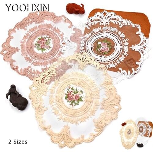 Europe mesh Lace embroidery placemat cup coaster tea mug kitchen dish table place mat cloth napkin doilies party Christmas pad