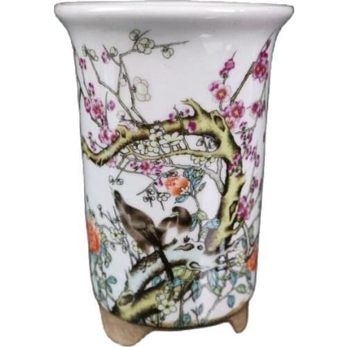 China Old Porcelain Pink Look Very Happy Pattern Flowerpot