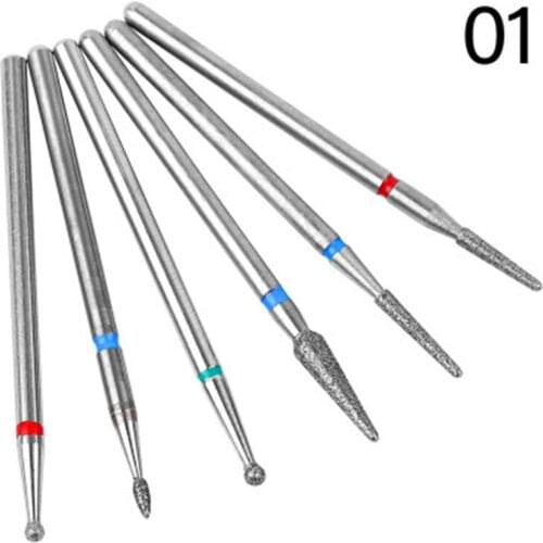 6Pcs/Set Diamond Nail Drill Bit Milling Cutter For Manicure Burr Cuticle Clean Electric Cutter Rotary Drill Bits Accessories