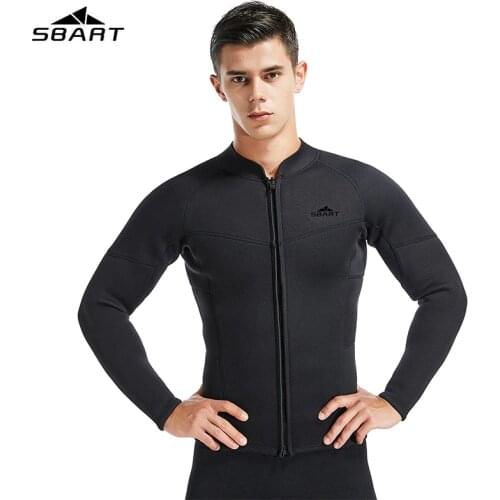 SBART 3MM Long Sleeve Neoprene Wetsuit Men Top Black Sunscreen UV Surfing Keep Warm Jacket For Diving Swimming Jumpsuit Shirt
