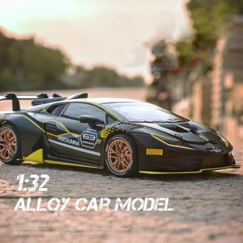 Hot 1:32 scale wheel diecast car metal model light sound bull logo Lambor super sport car huracan ST EVO pull back vehicle toy