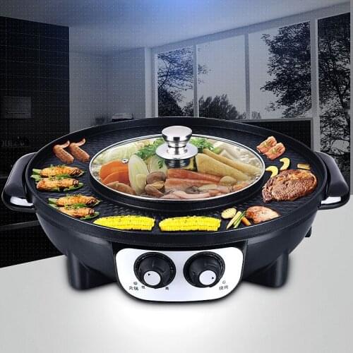 Hot pot barbecue one pot roast one pot home non-stick electric grill smokeless barbecue tray electric baking pan