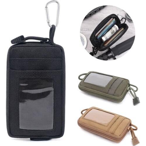 Pocket Wallet with Waterproof Zippers Tactical Waist Pouch Small Coin Purse Key Card Holder Bag Nylon Minimalist Wallet