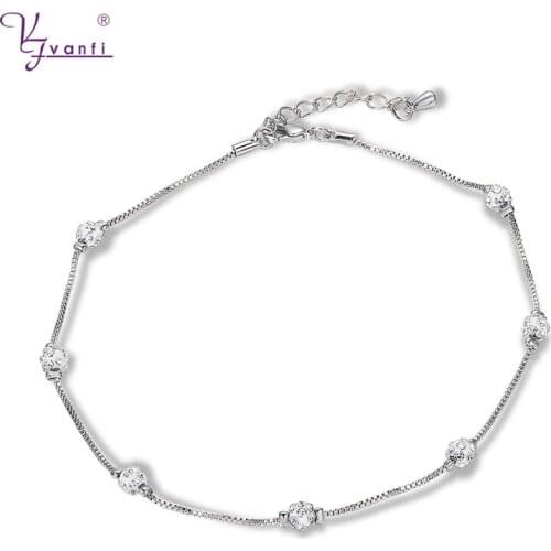 Kfvanfi Copper Brass Gold Rhinestone Anklet Jewelry Anklets For Women Girls