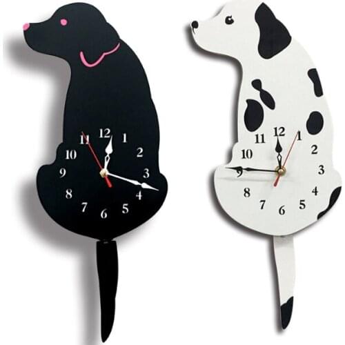 Creative Wall Clock Living Room Decoration Acrylic Cartoon Dog Clocks Wall Home Decor European Modern Wall Clock for Kids Rooms