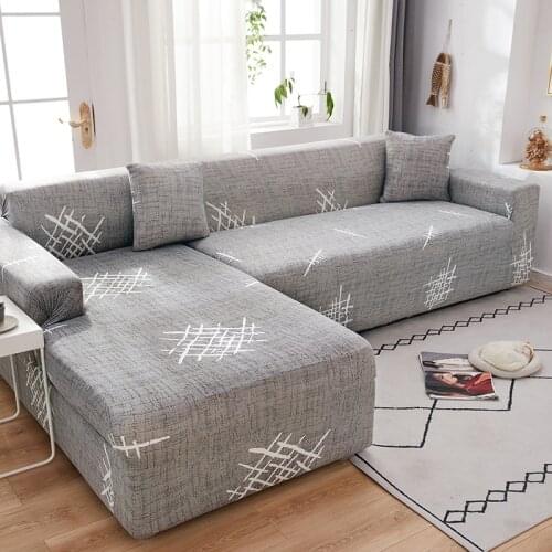 Square lattice Printed Sofa Covers for Living Room Furniture Protector Anti-dust Elastic Stretch Covers for L-shape Corner Sofa