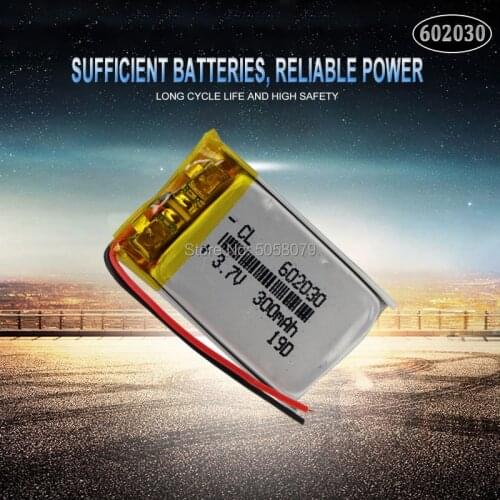 1pcs 3.7V 300mAh 602030 Lithium Polymer Li-Po Rechargeable Battery For Smart Watch PSP LED Lamp RC Helicopter