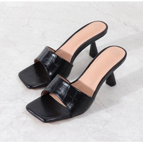 Fashion Womens Shoes Women Slippers Sandals 2021 Summer High Heels Mules Slides Peep Toe Female Modern Footwear Party