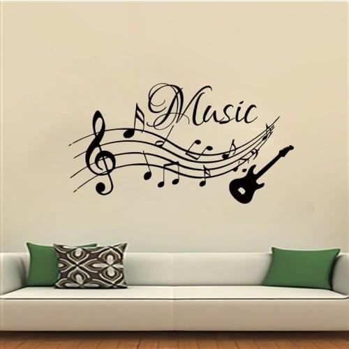 Musical Notes Music Wall Stickers Guitar Musical Notes Pattern Decal Home Decor Bedroom Living Room Art Murals Decoration
