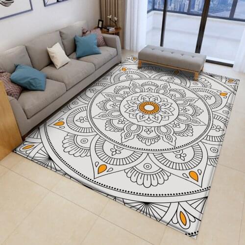 2021 New Fashionable Mandala Style Pattern Carpet Non-slip Bath Mat Soft Fluffy Flannel Room Bedroom Decorative Carpet Living