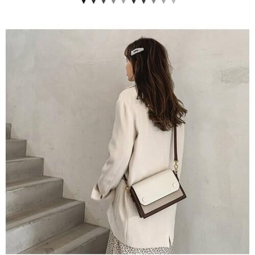 2020 new womens bag PU leather hit color shoulder bag adjustable shoulder strap diagonal bag fashion mobile phone bag