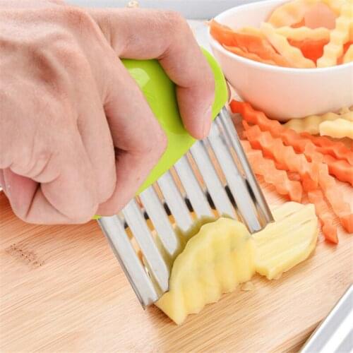 Stainless Steel Potato Chip Slicer Wrinkled French Fries Salad Corrugated Cutting Chopped Potato Slices Knife Convenient Gadget