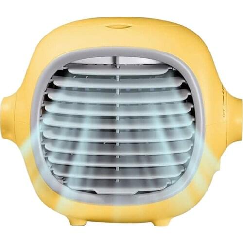 Portable Air Conditioner Fan Portable Cooling Fan Space Quiet Desktop Fan With USB Charging (Yellow)