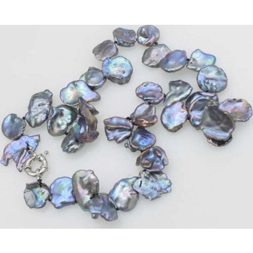 Freshwater pearl baroque black keshi pearl 15-25mm necklace nature FPPJ wholesale beads 17inch